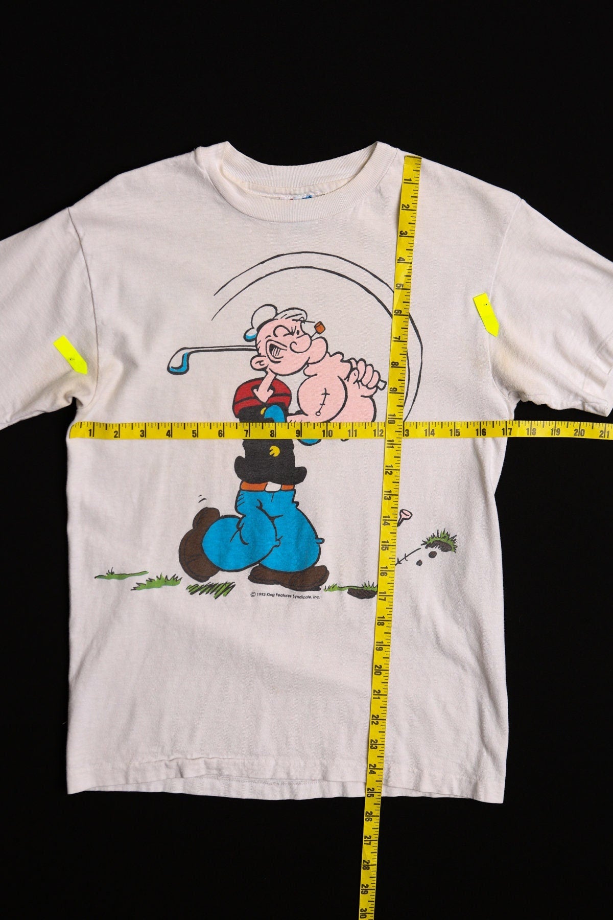 Vintage popeye graphic white cartoon shirt t-shirt golf 90's