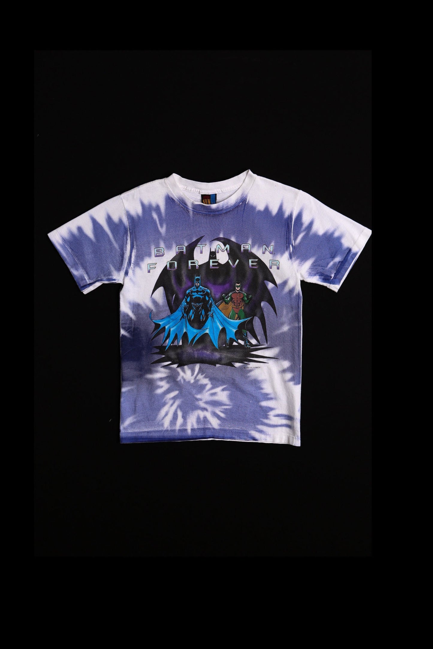 Batman forever tie dye t-shirt vintage graphic batman 90's movie robin white purple