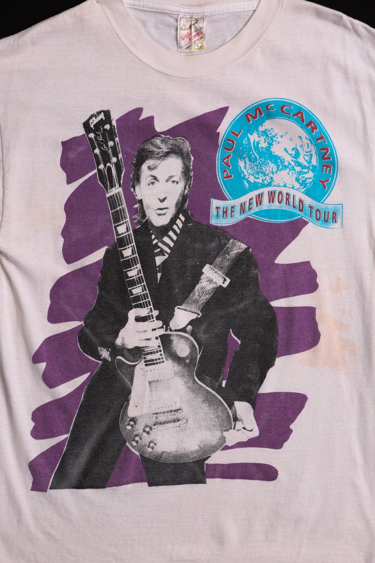 Vintage paul mccartney new world tour t-shirt white music band rock