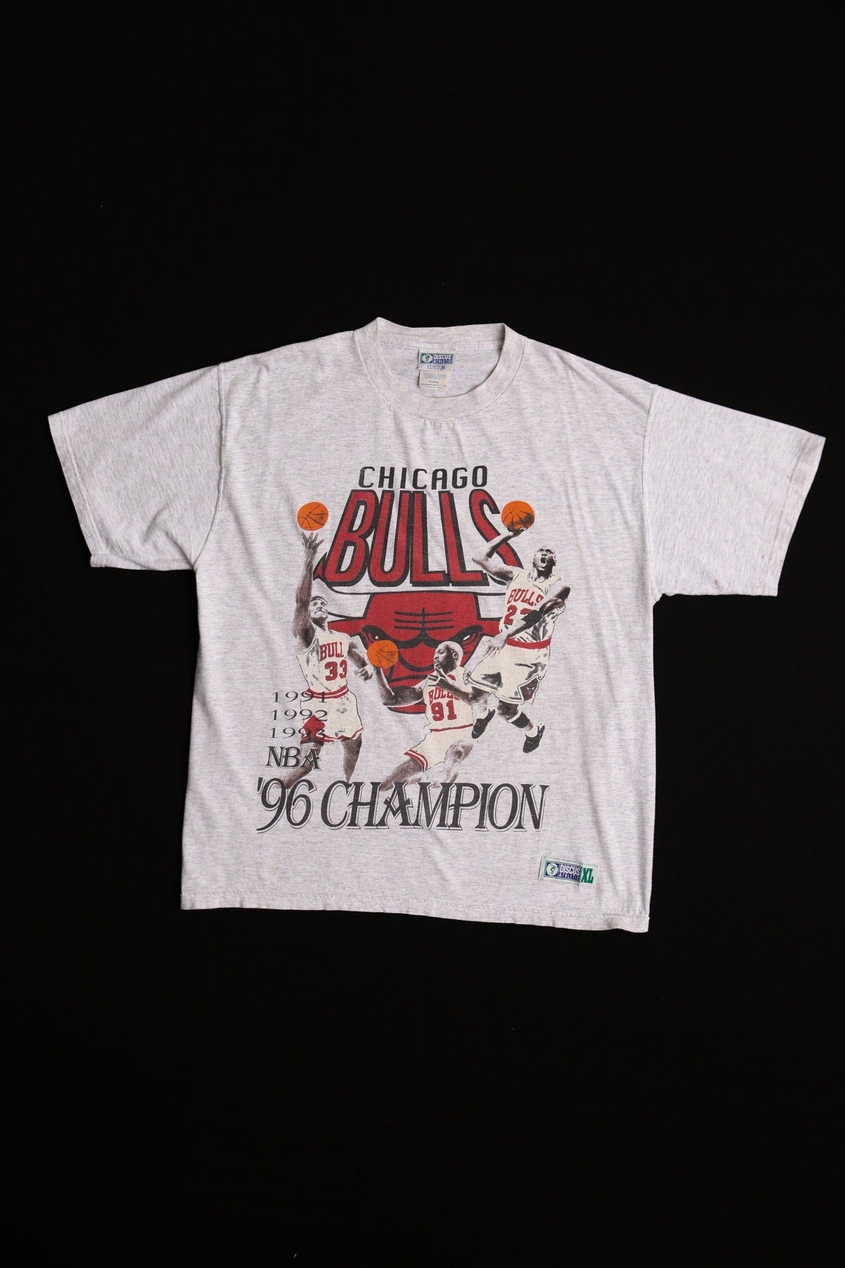 Vintage nba chicago bulls t-shirt michael jordan dennis rodman scotty pippen basketball xl discus athletic