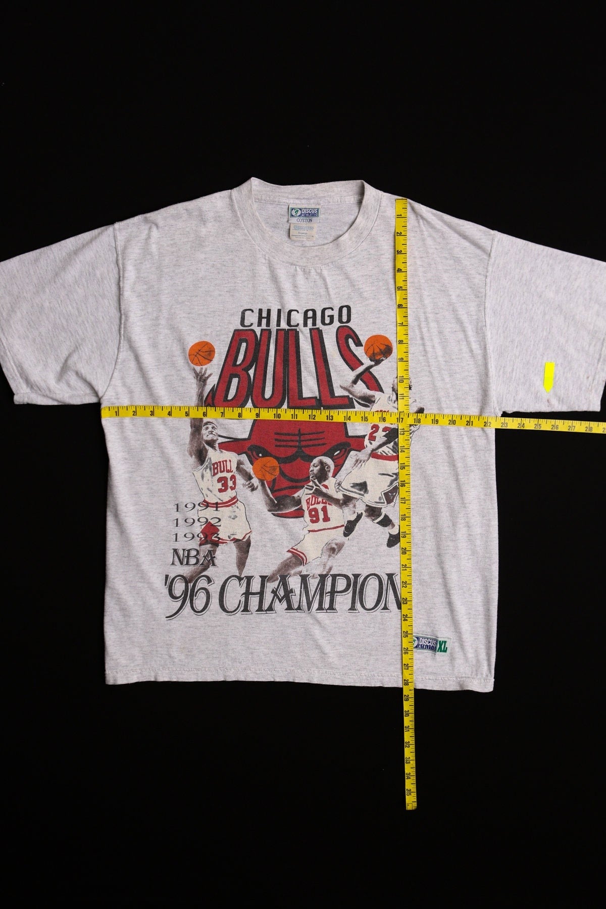 Vintage nba chicago bulls t-shirt michael jordan dennis rodman scotty pippen basketball xl discus athletic