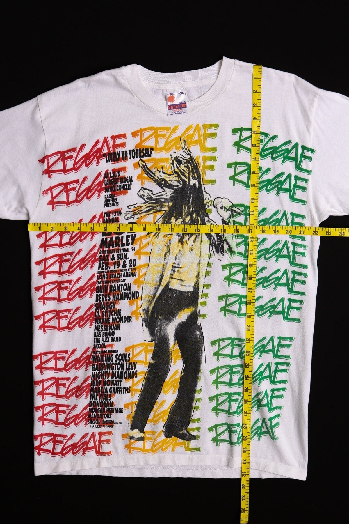 Vintage bob marley 90's concert long beach arena birthday festival 1994 lively up yourself white reggae fest xl
