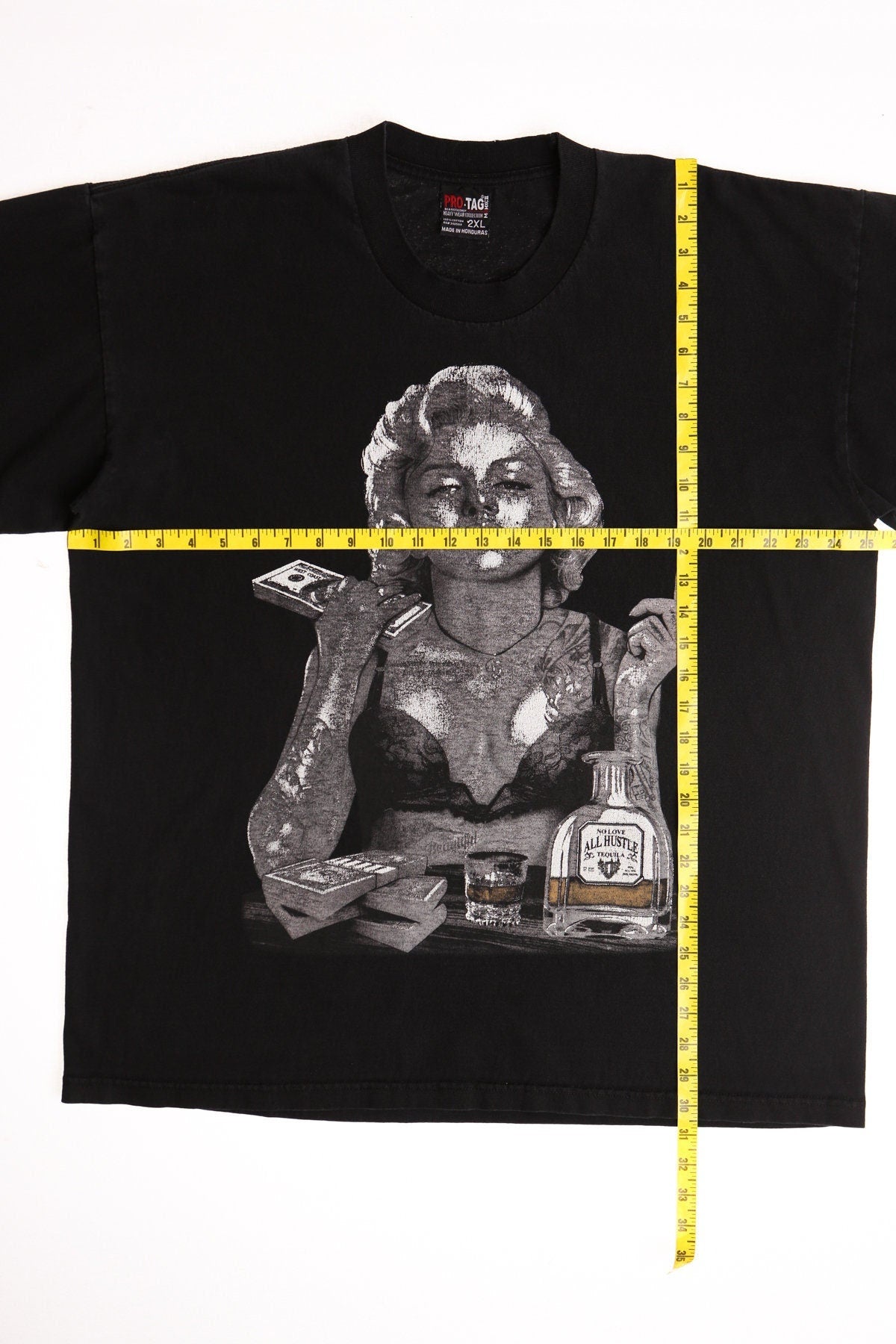 Vintage marilyn monroe tequila no love all hustle gangster t-shirt shirt black