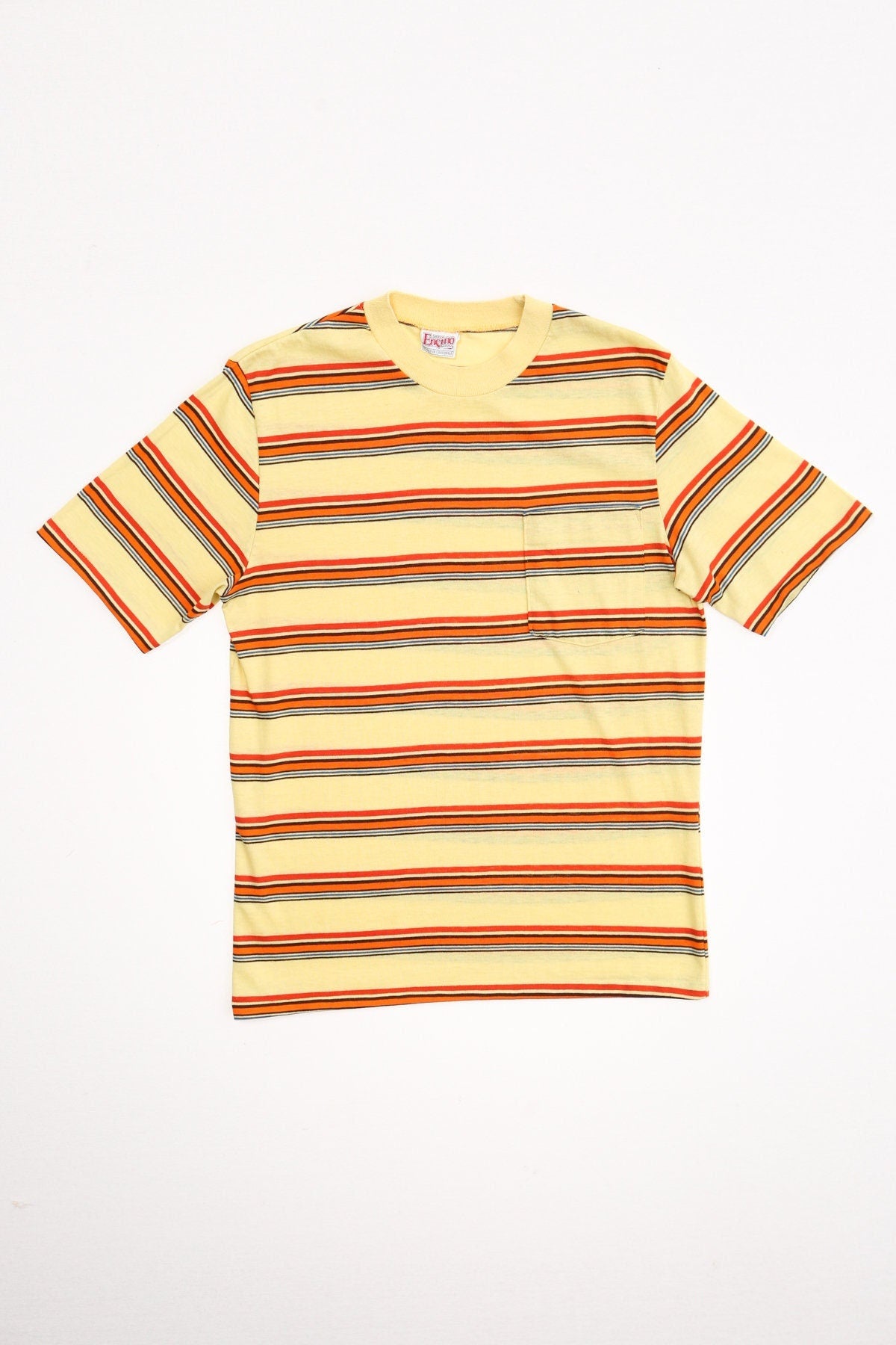 Vintage men striped yellow shirt t-shirt 70's surfer skater california