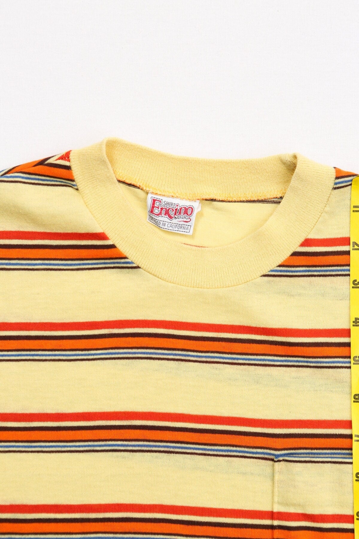 Vintage men striped yellow shirt t-shirt 70's surfer skater california