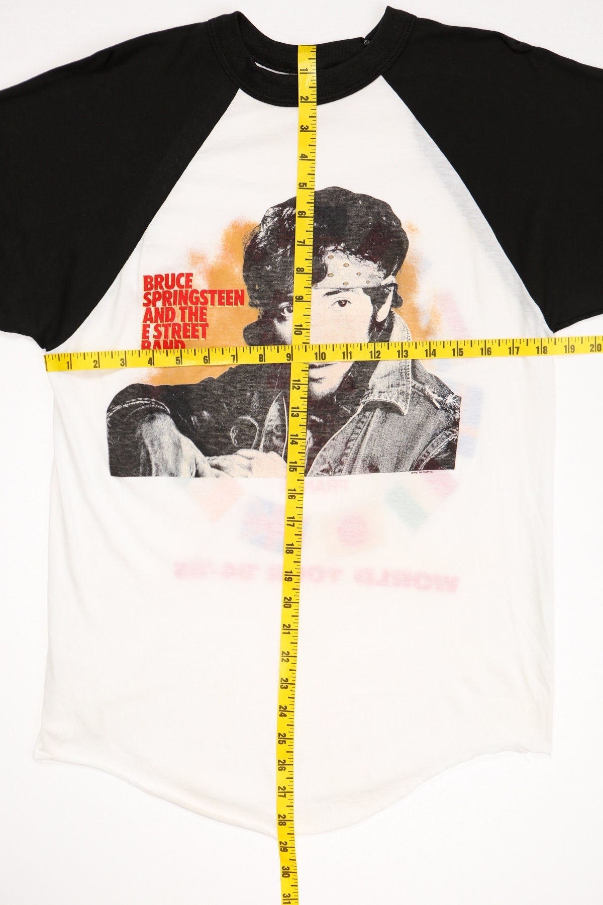 Bruce springsteen tour world 84 85 baseball shirt white and the e street band