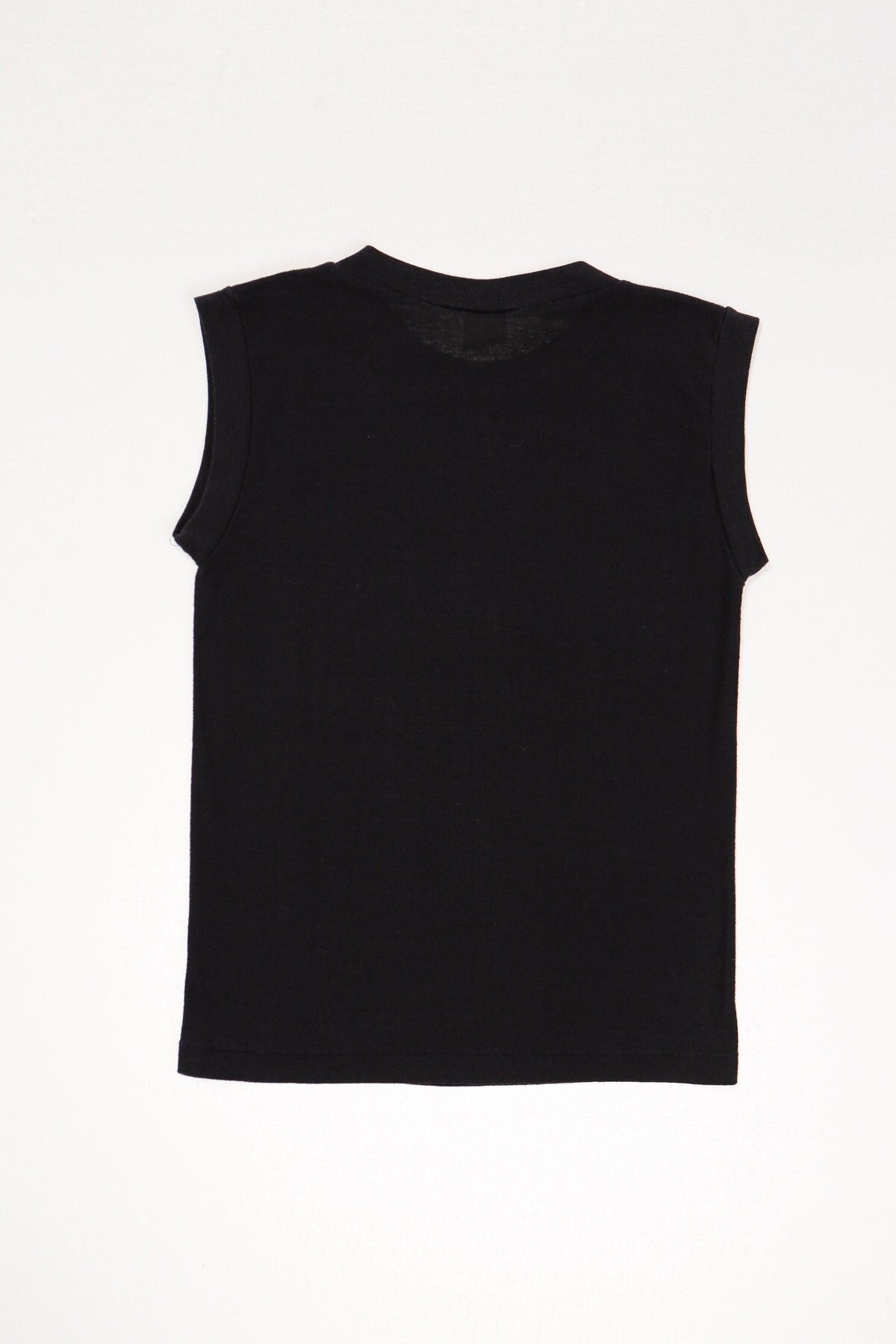 Vintage skater graphic t-shirt sleeveless black over ride bad wheels skateboard 80's