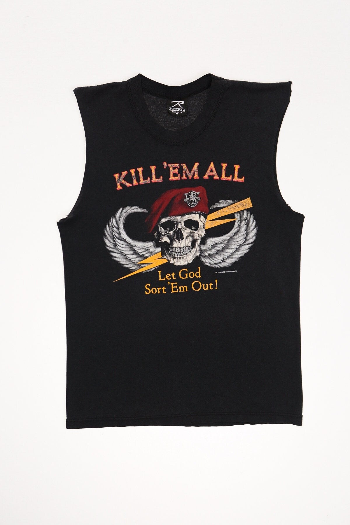 Military graphic black t-shirt mercenaries red beret us army special forces made in usa