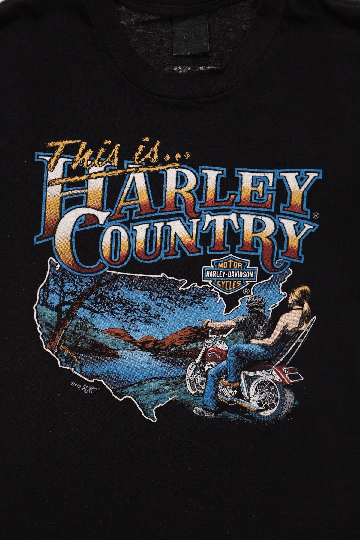 Vintage harley davidson t-shirt black laidlaws rosemead califroania country 70's 80's single stitch