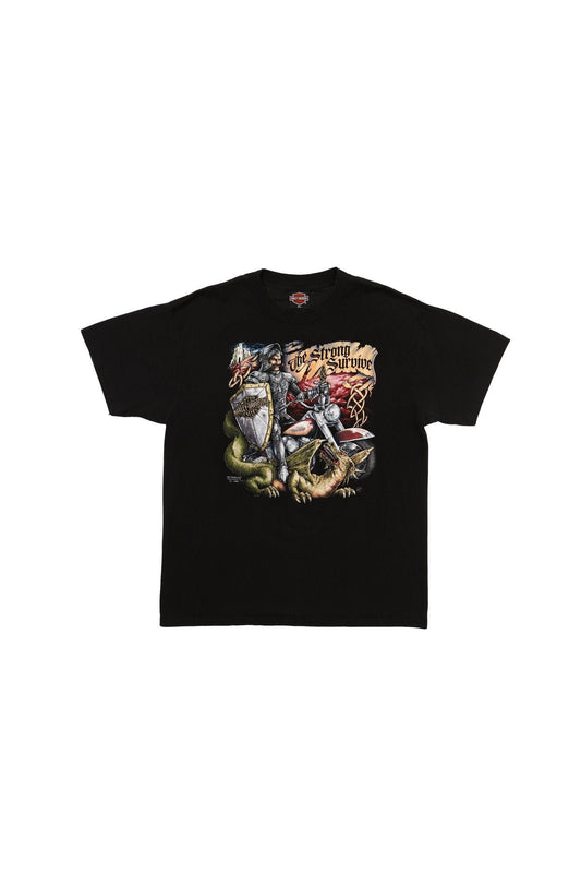 Vintage harley davidson t-shirt 3d emblem the strong survive xl black winston salem north carolina curly's biker motorycles
