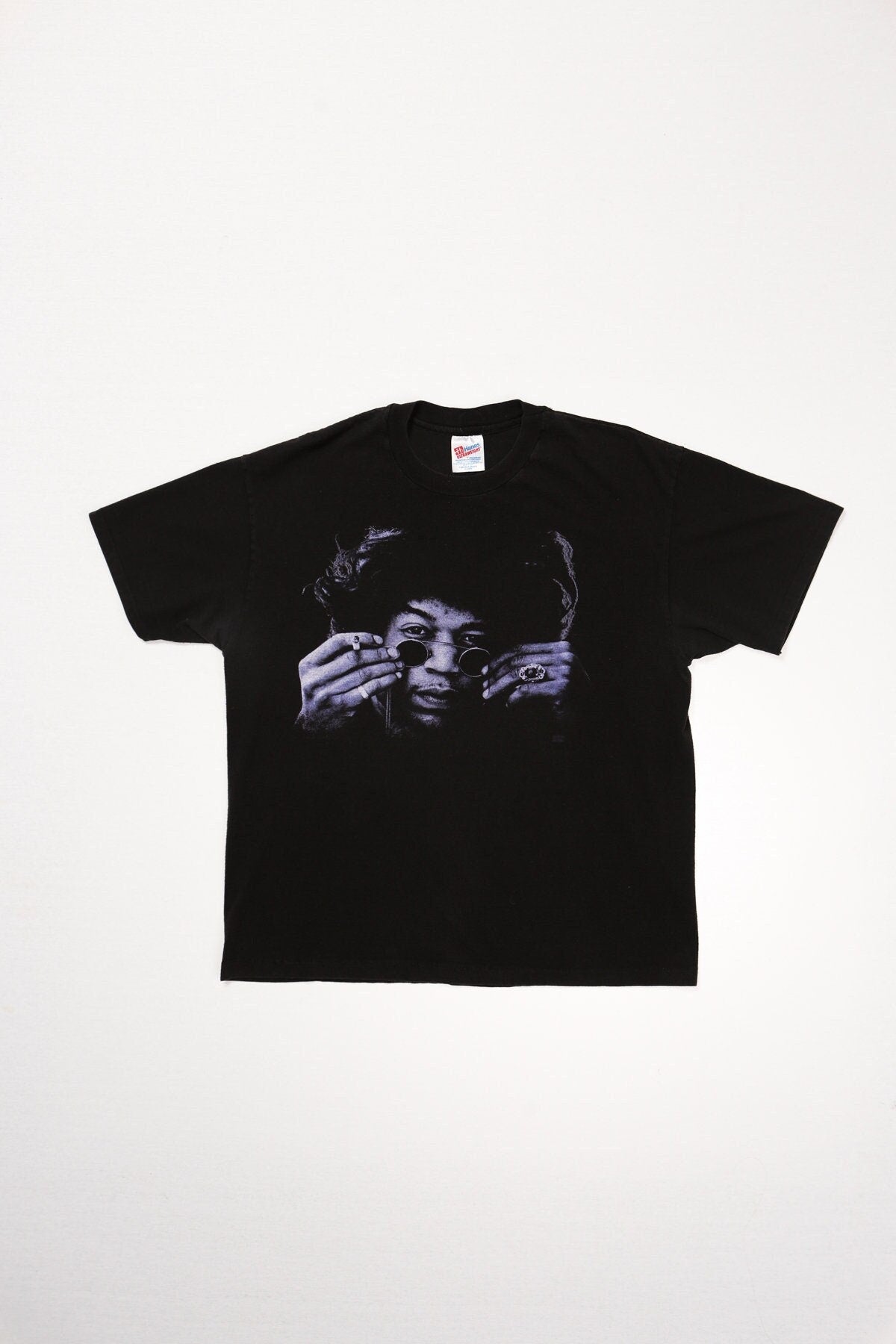 Jimmy hendrix glasses rock t-shirt black shirt smoking y2k