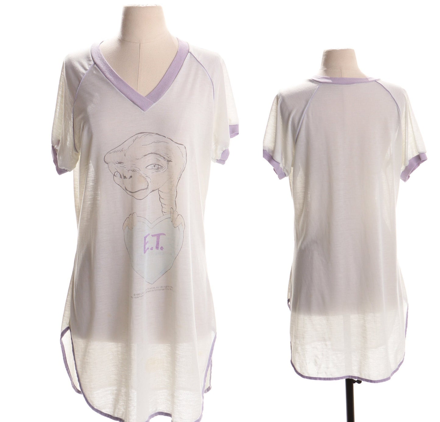 Vintage pajama shirt t-shirt et white print 80's