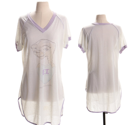 Vintage pajama shirt t-shirt et white print 80's