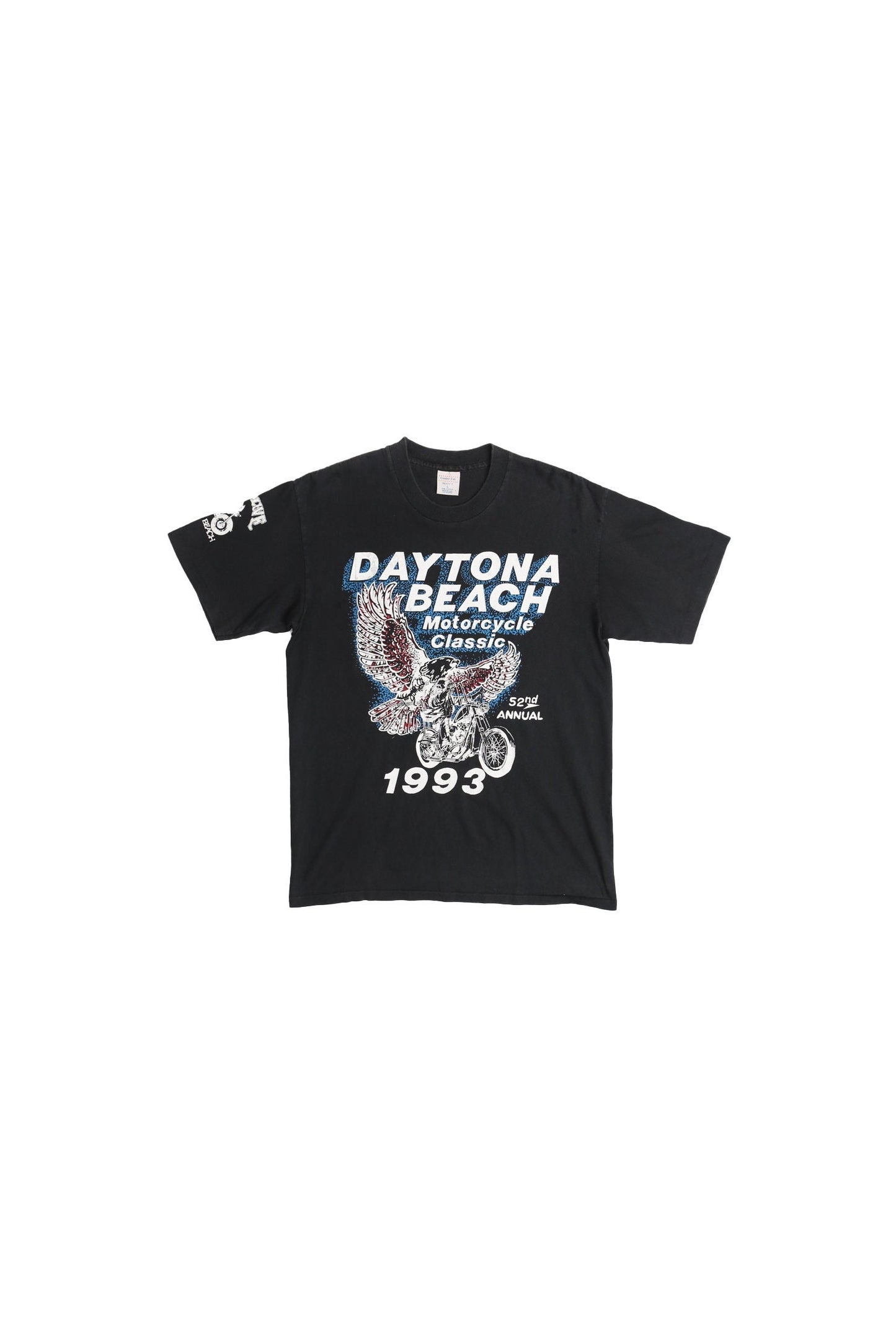 Vintage biker graphic t-shirt black daytona florida 1993 rally motorcycle large