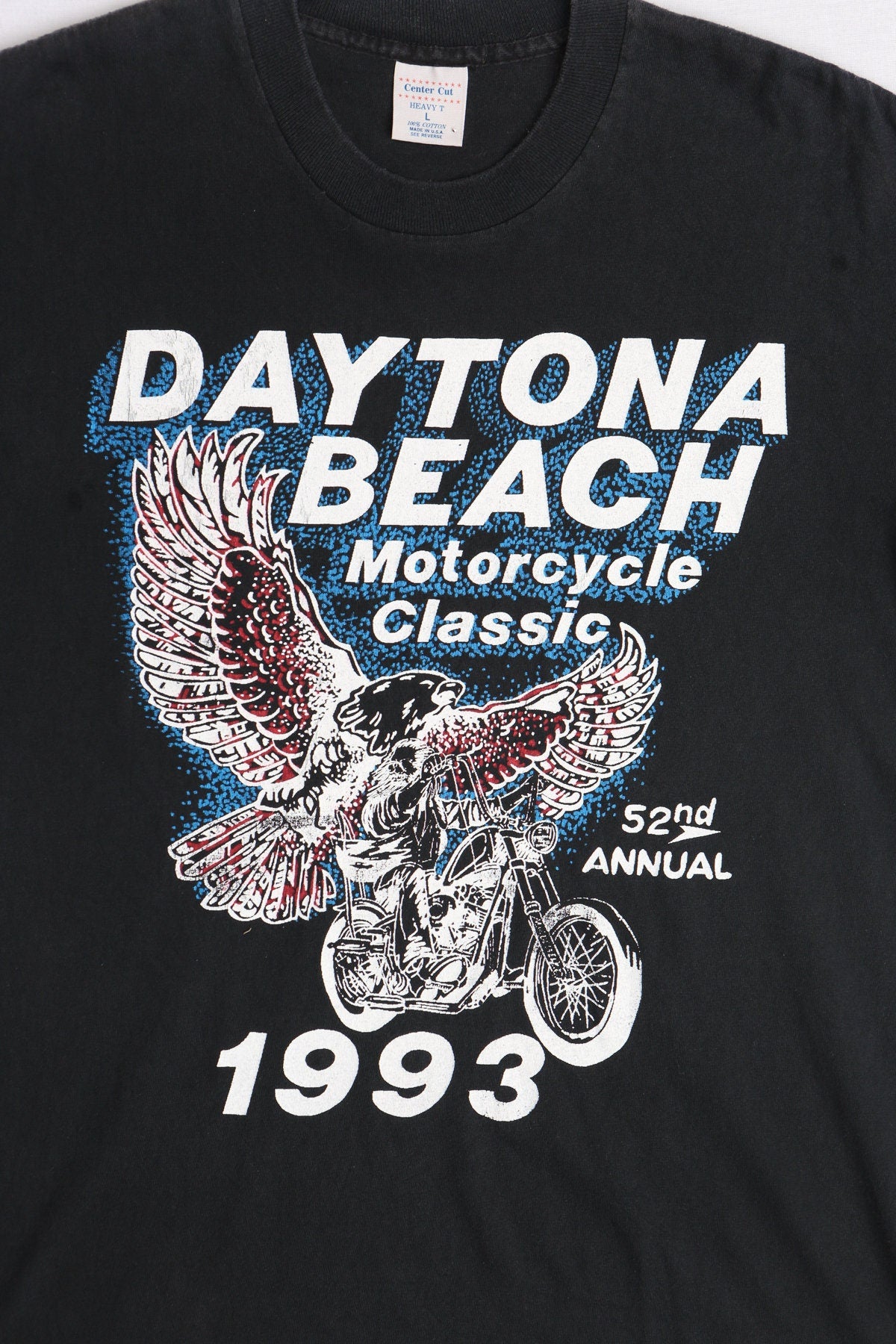 Vintage biker graphic t-shirt black daytona florida 1993 rally motorcycle large