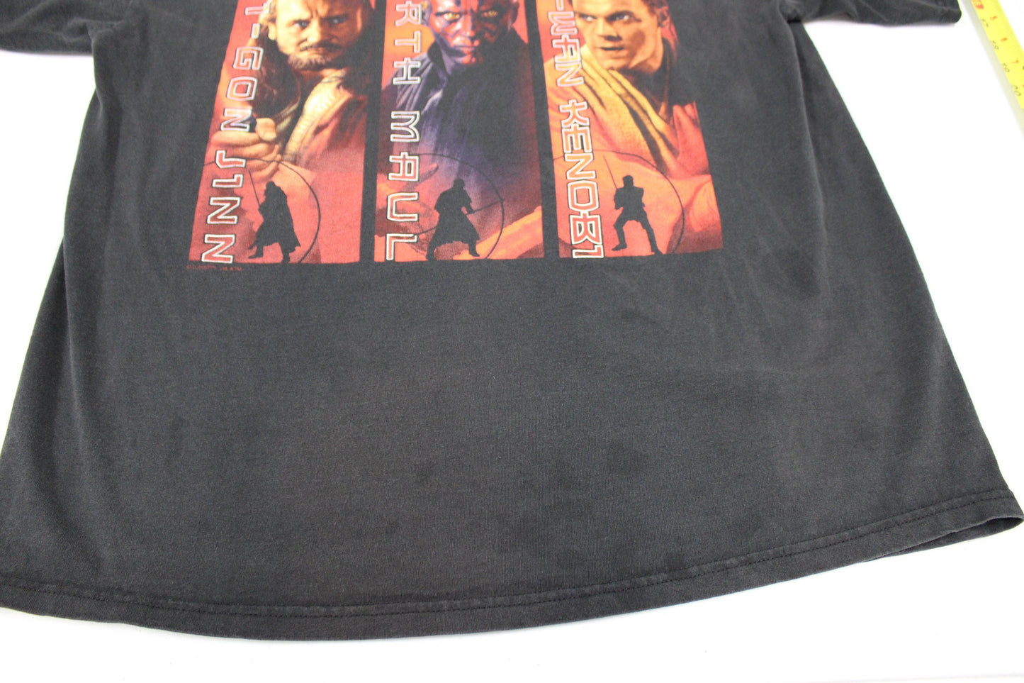 Start wars episode one vintage t-shirt rare black xl obi wan kenobi darth maul qui-gon jinn
