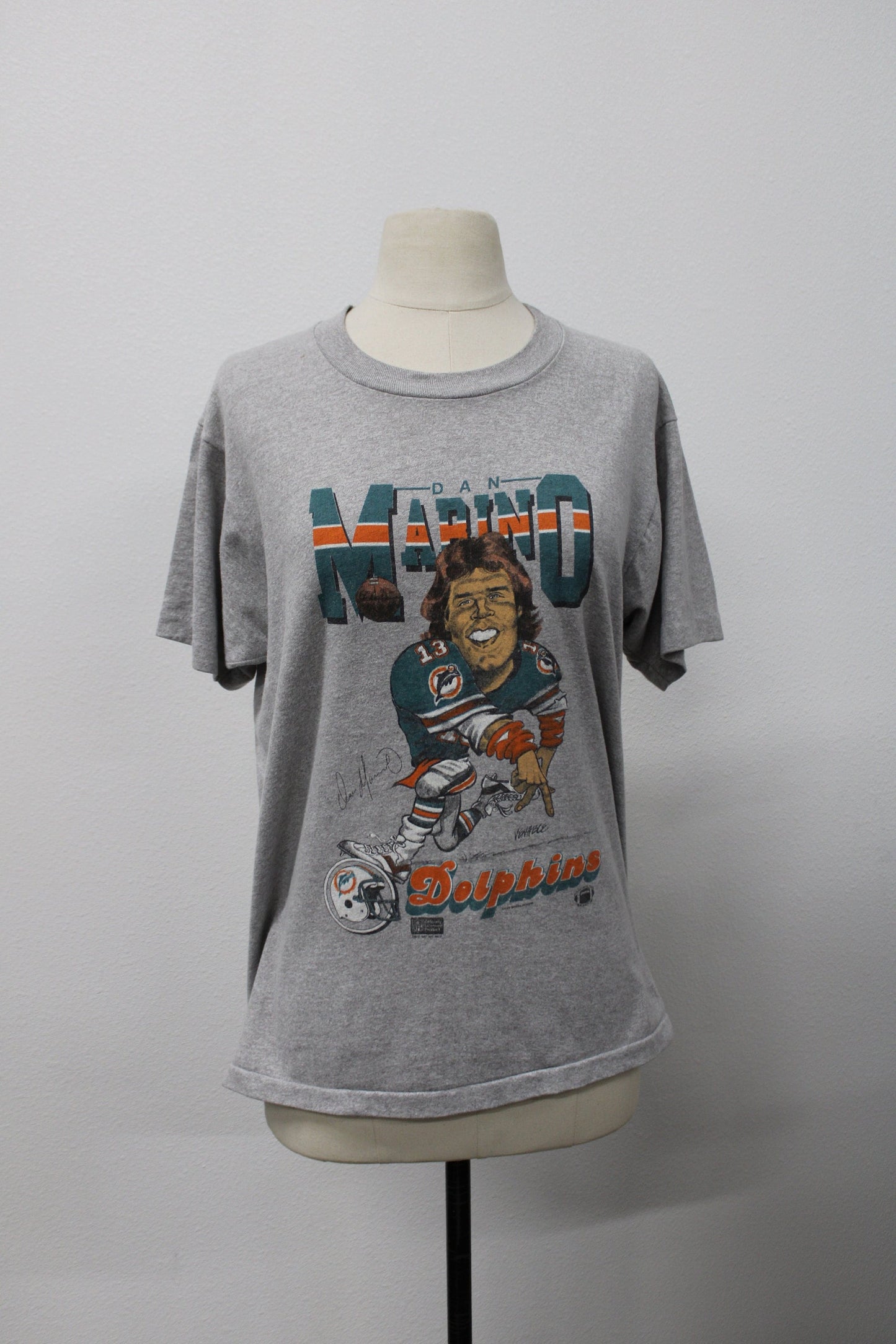 Miami dolphins vintage t-shirt dan marino 13 football rare florida nfl gray