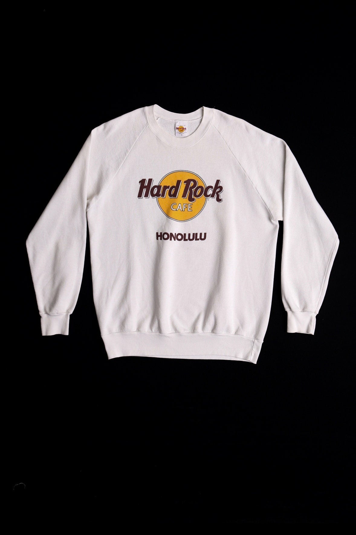 Vintage hard rock cafe honolulu hawaiian graphic sweatshirt white crew neck pull over