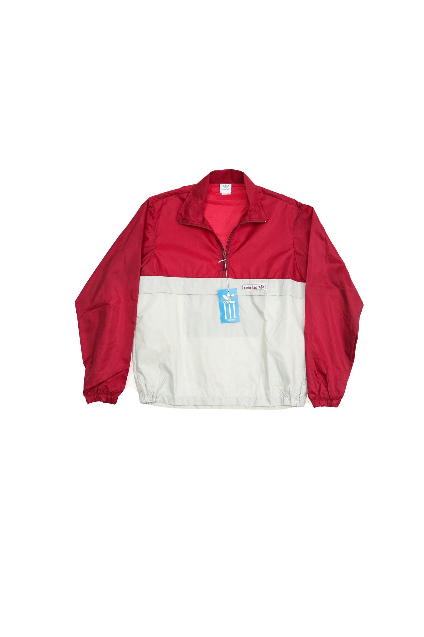 Vintage windbraker jacket red 80's white nylon medium