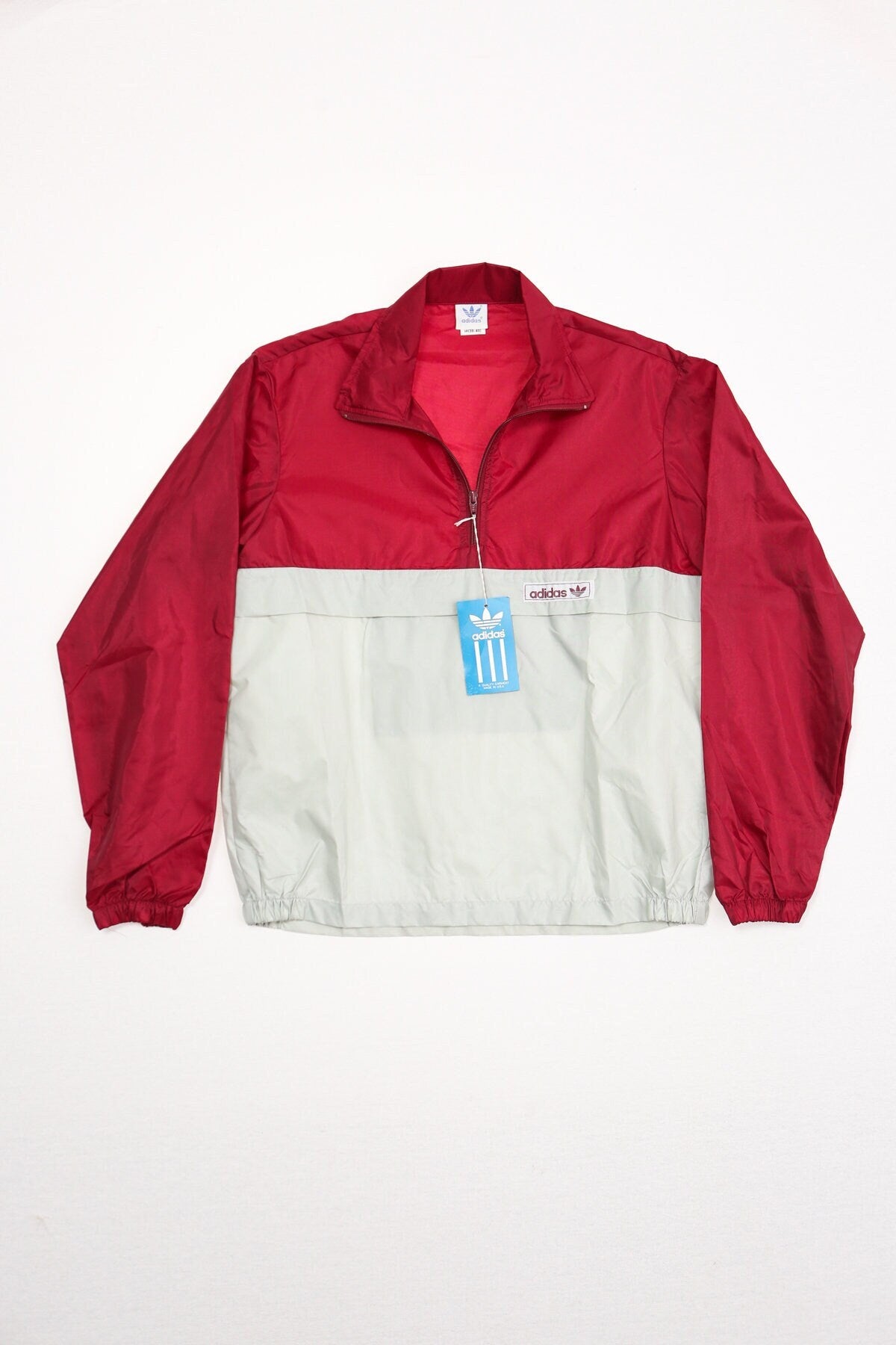 Vintage windbraker jacket red 80's white nylon medium