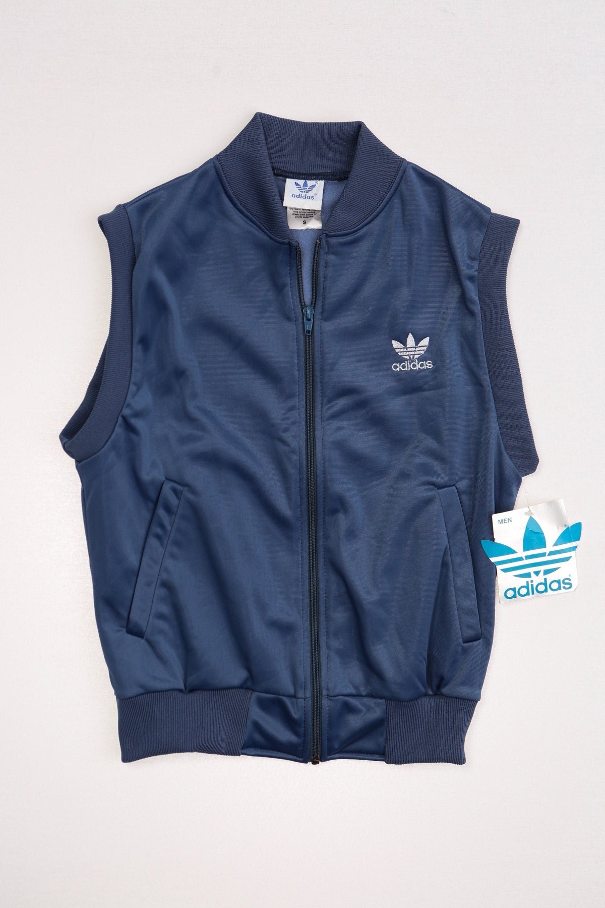 Vintage adidas jogging vest blue dead stock athletic striped 80's top