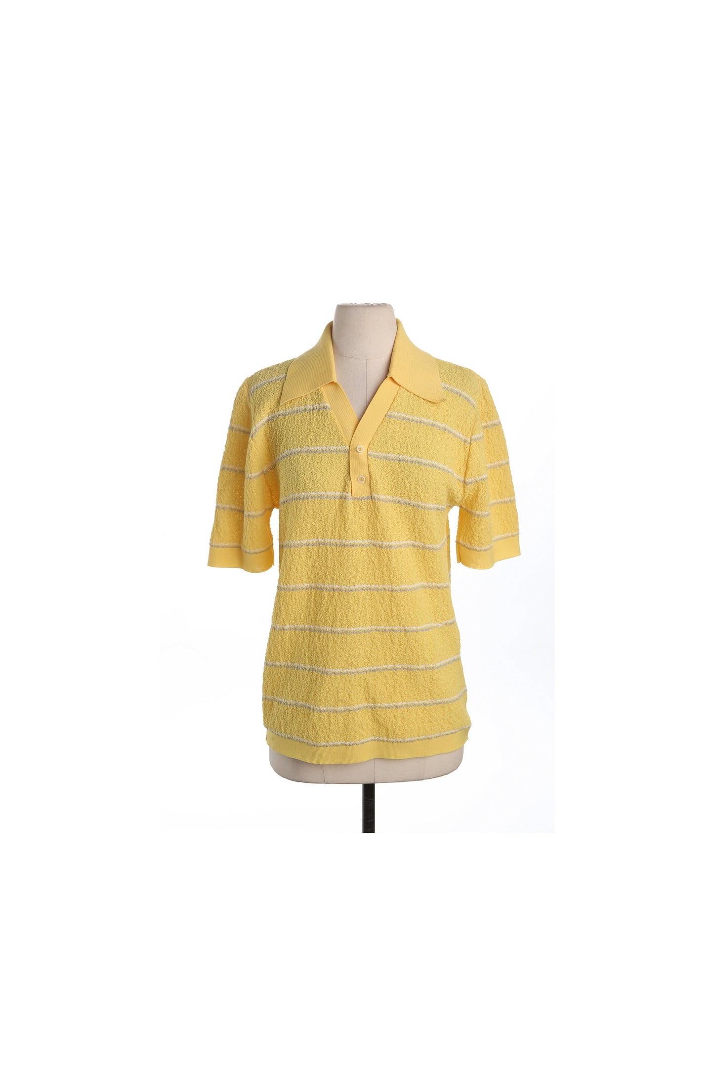 Men 60's Poly Striped Yellow Shirt