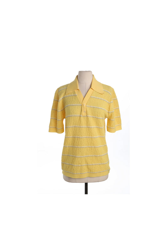 Men 60's Poly Striped Yellow Shirt