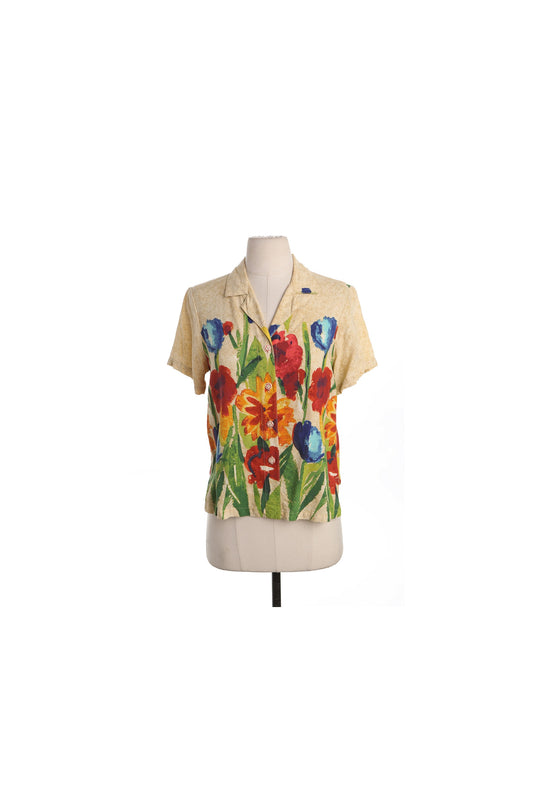 Jam's World Women Yellow Floral Print Hawaiian Top