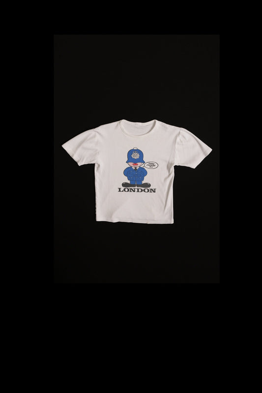 Vintage White 70's Top with London Police Print