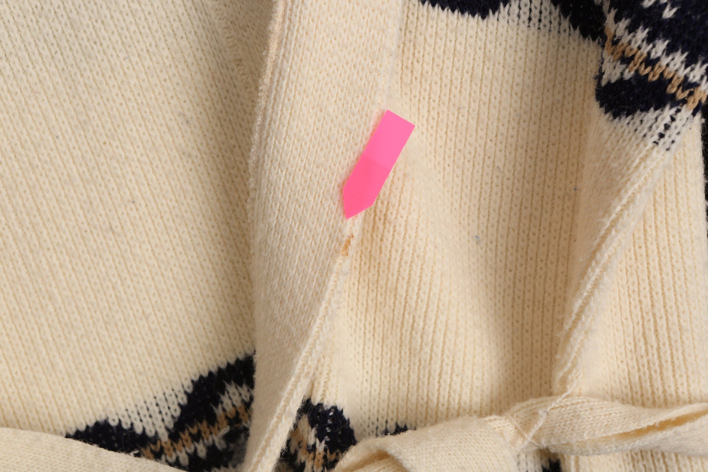 Vintage Men 70's Open Sweater with Waist Belt - Geometric Print