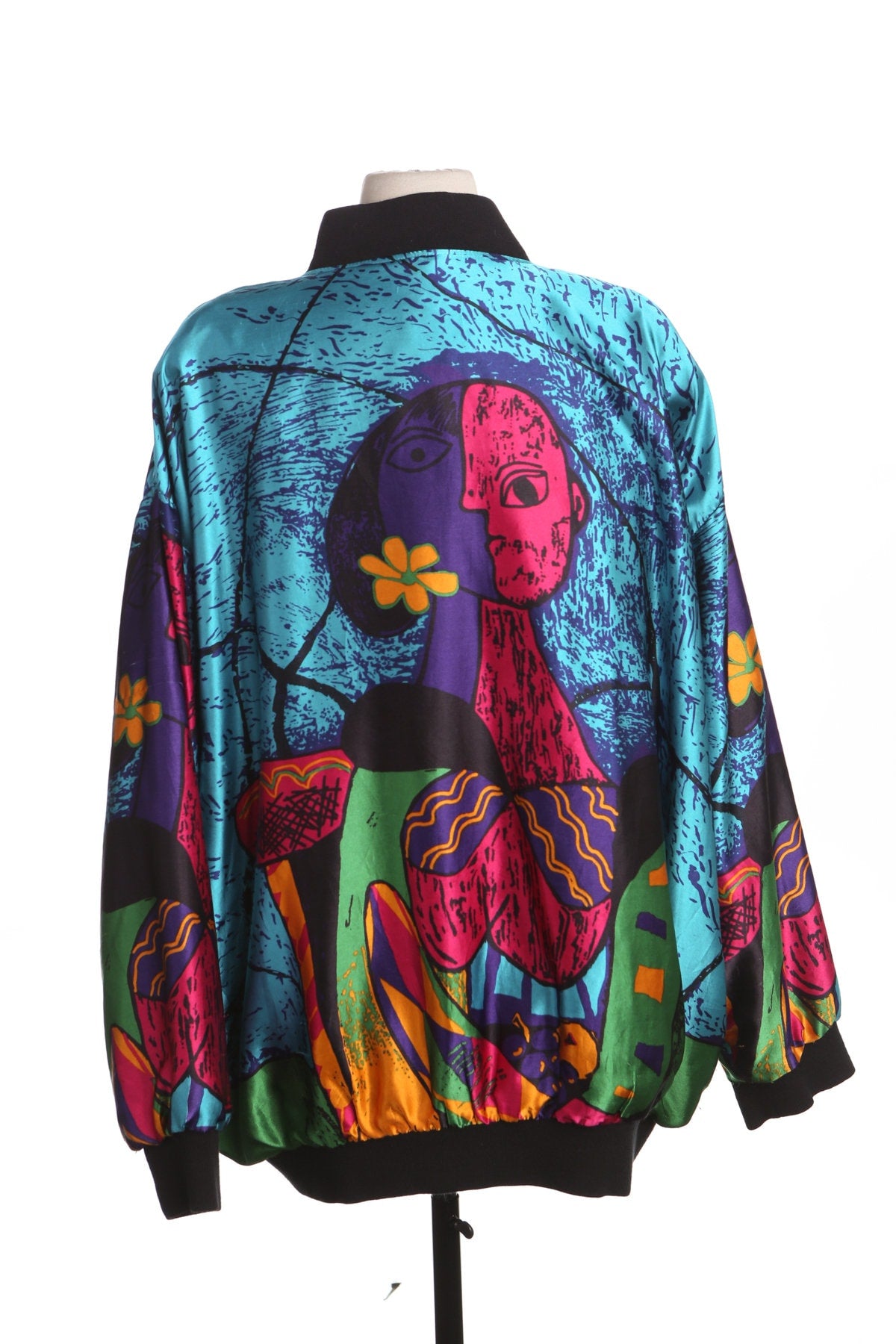 80's Graphic Bomber Jacket - Abstract Painting Print