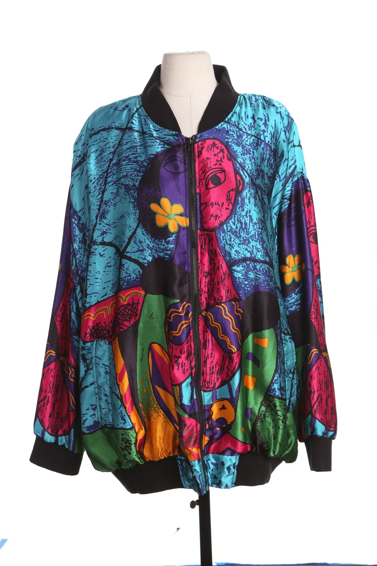80's Graphic Bomber Jacket - Abstract Painting Print