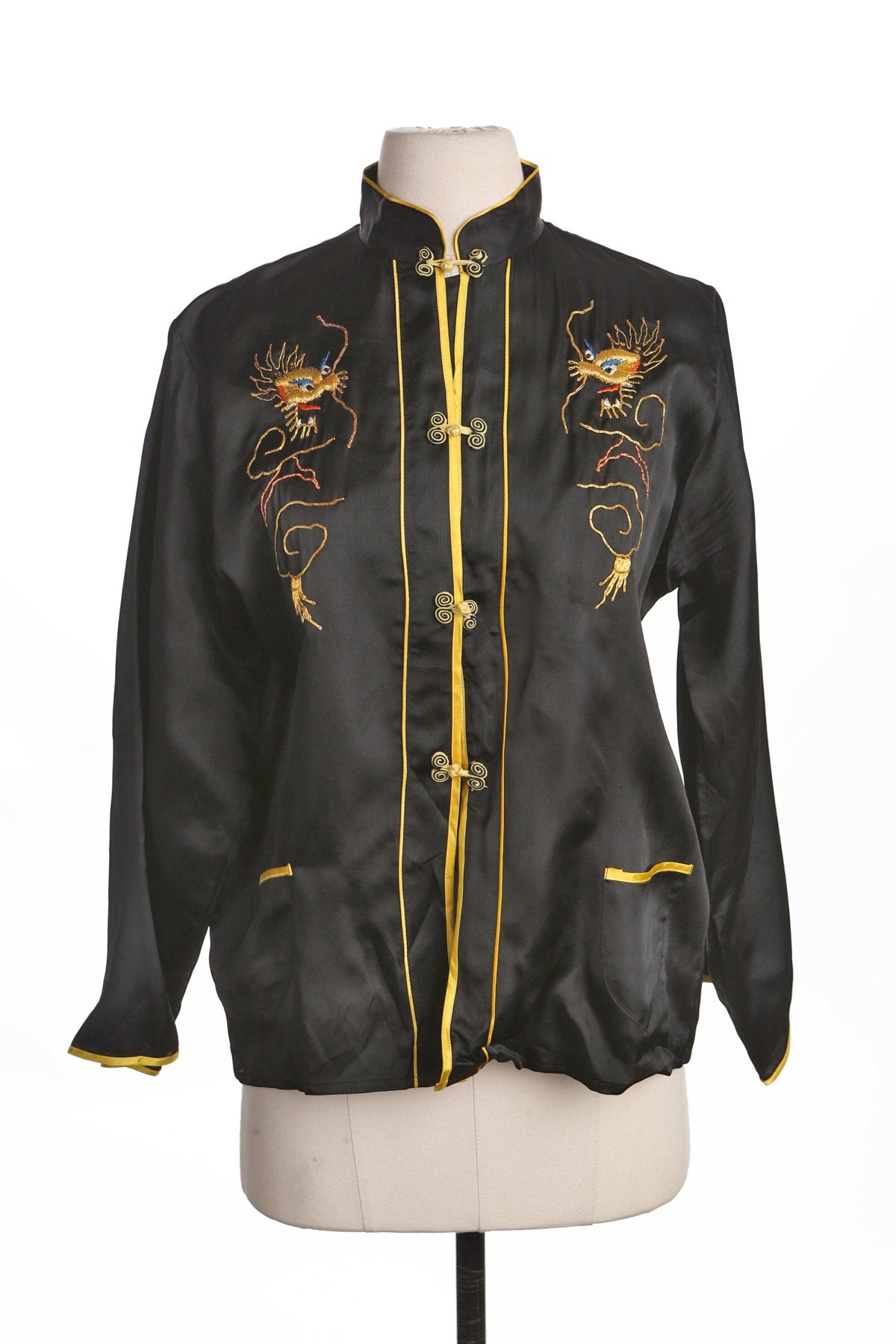 Vintage Chinese Embroidered Shirt - Embroidered Dragon - Cheongsam