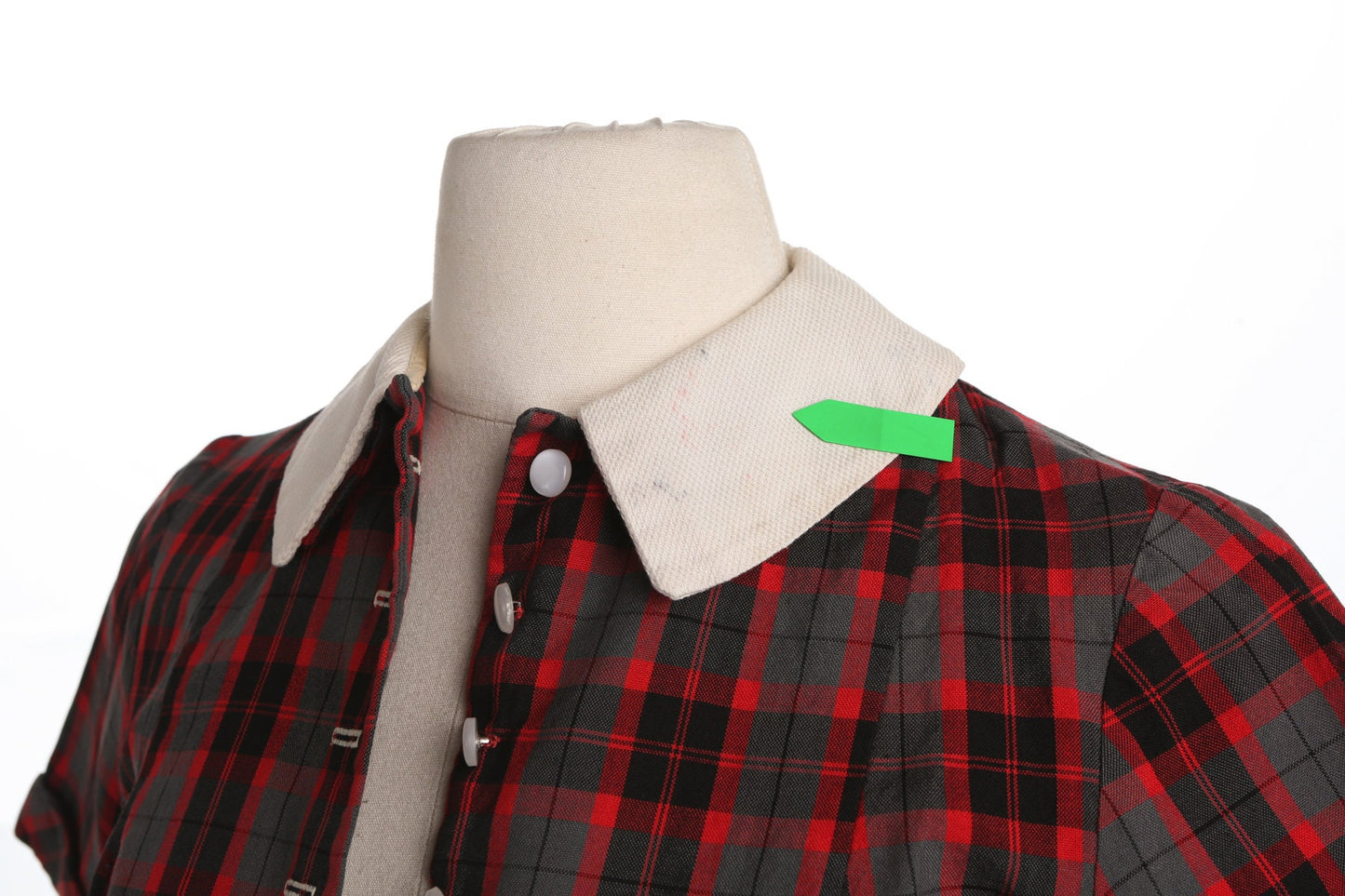 Vintage Women Red Plaid Top - Era 40's - 50's