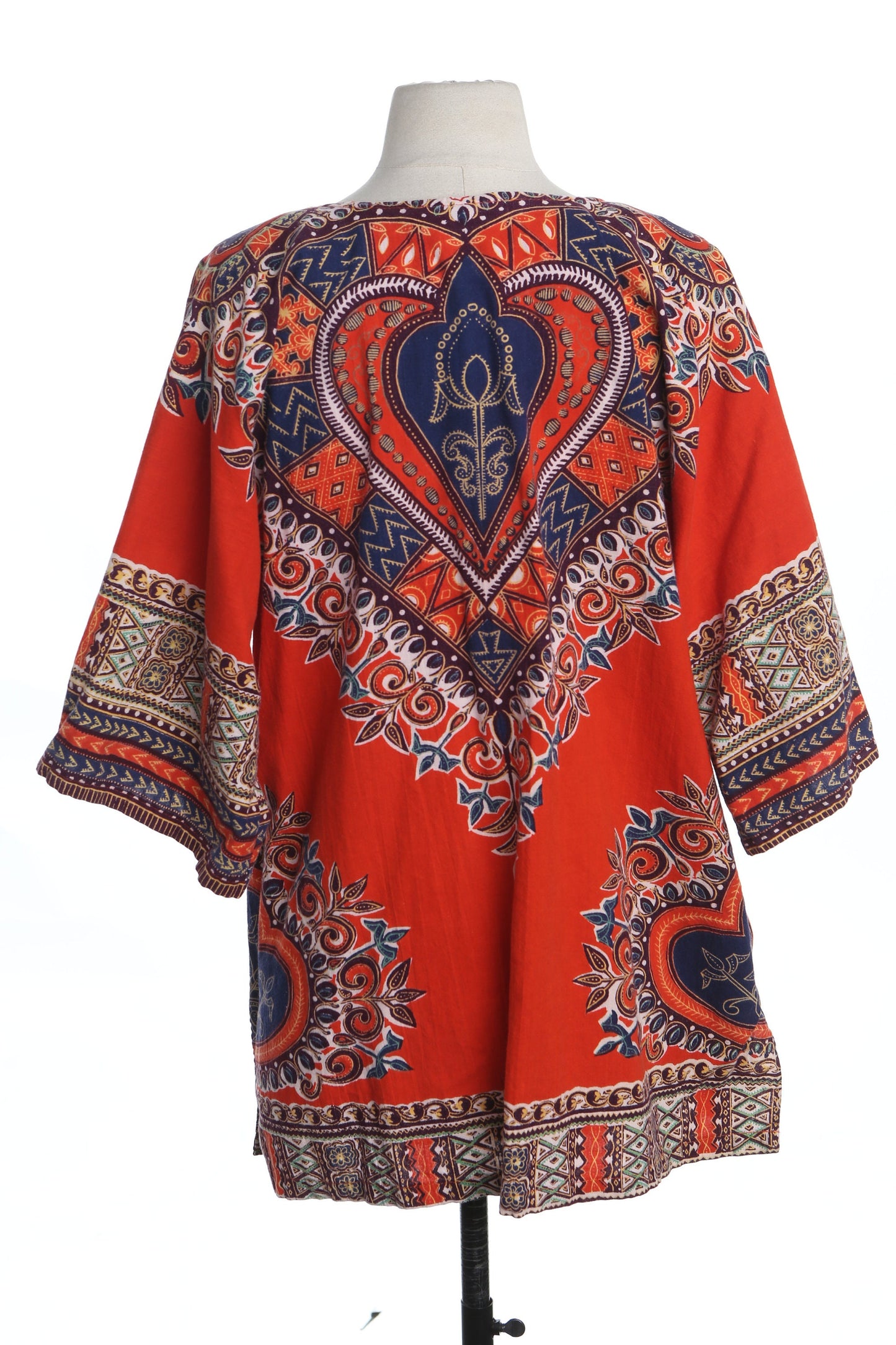 Vintage Red Dashiki Top - V Neck