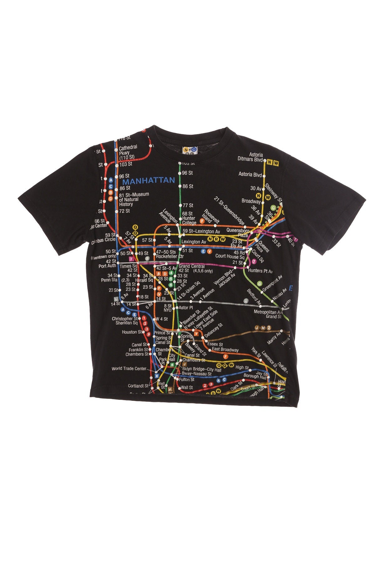 New York City Subway Line Map Black Graphic T-shirt - Y2K - NYC