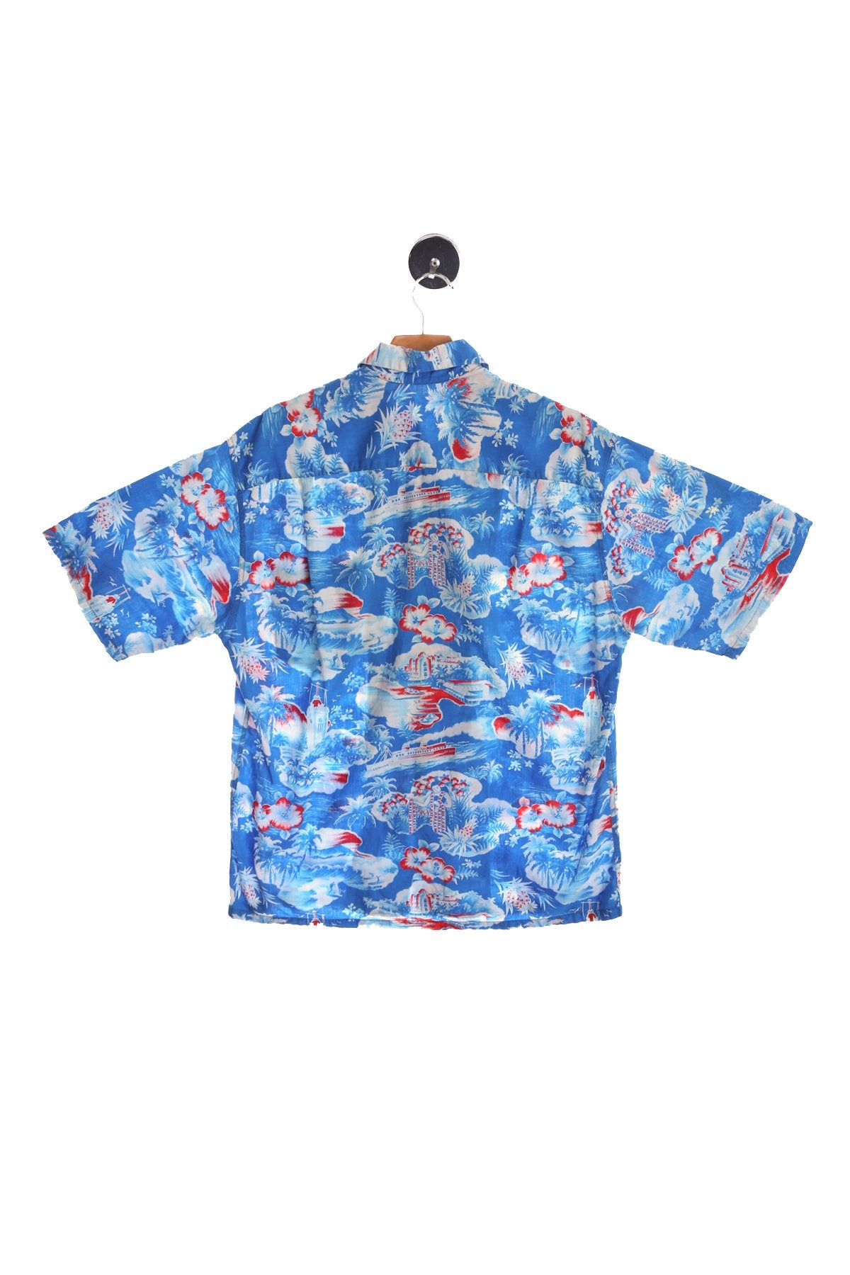 Vintage Hawaiian Shirt - Blue Hawaii Beach Print