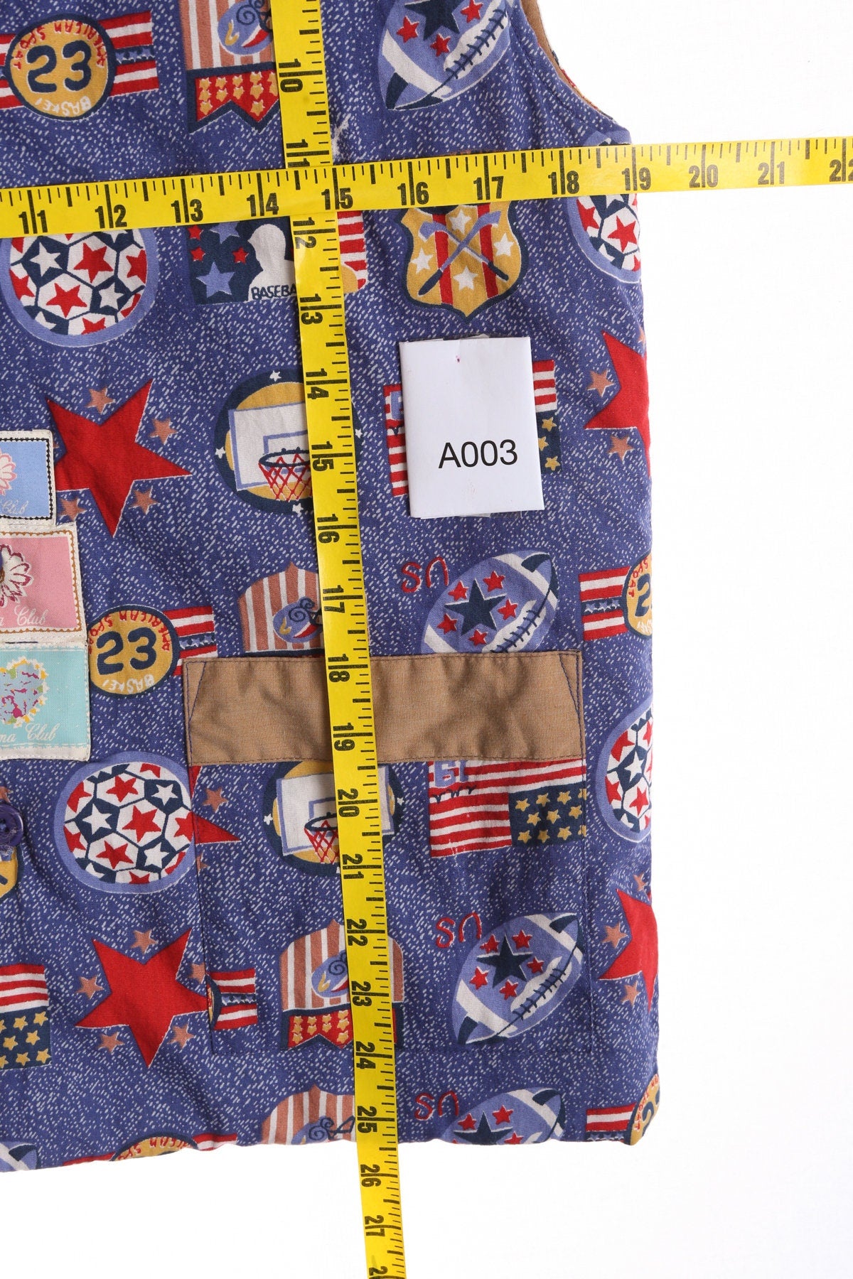 Vintage Down Vest with USA Patriotic Prints