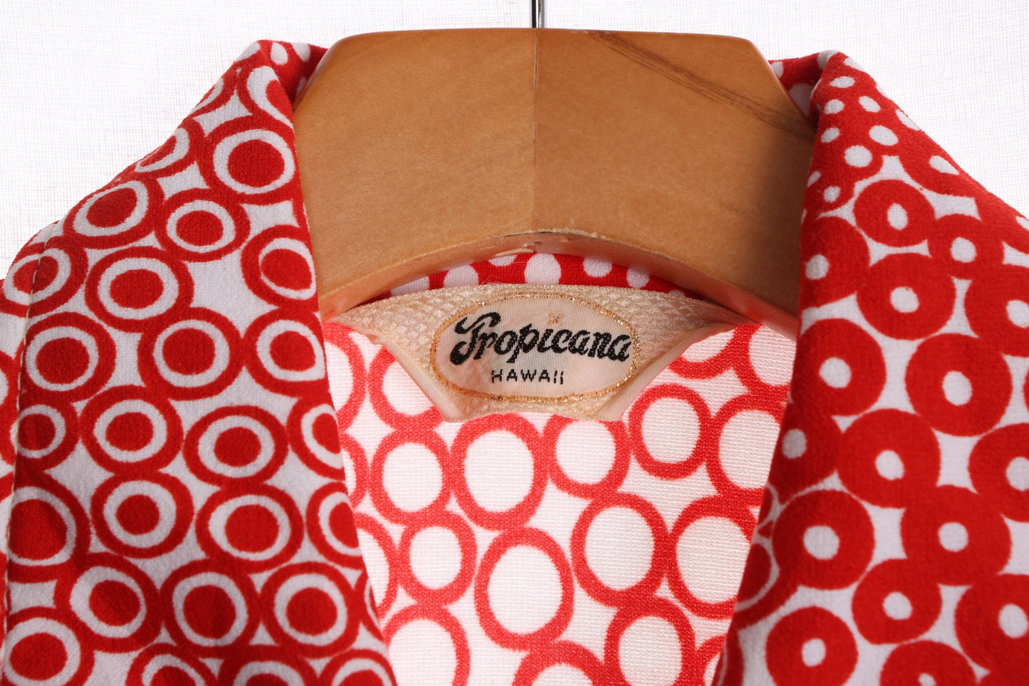 Vintage Men Short Sleeve Poly Hawaiian Shirt - Red Bubble Print