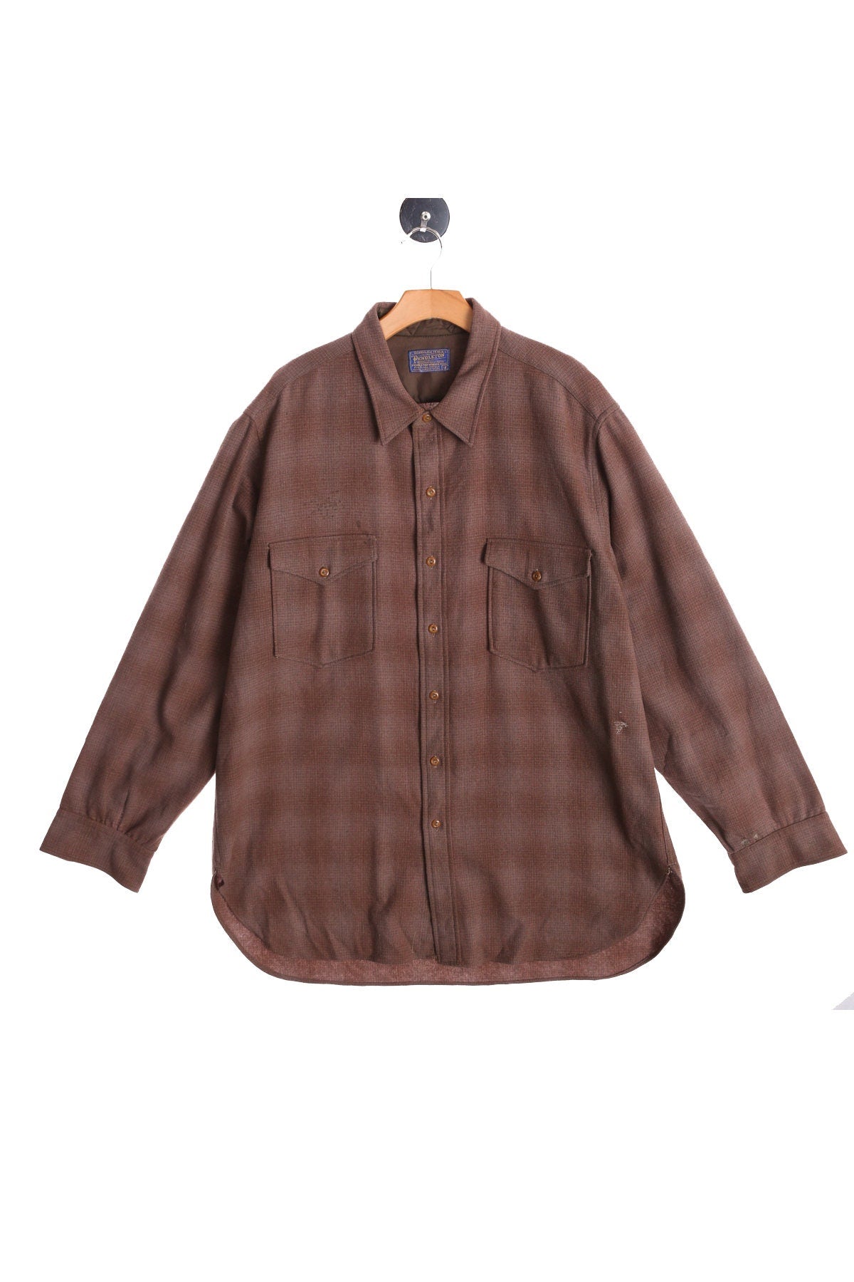 Vintage Pendleton Shirt - Brown Plaid Print