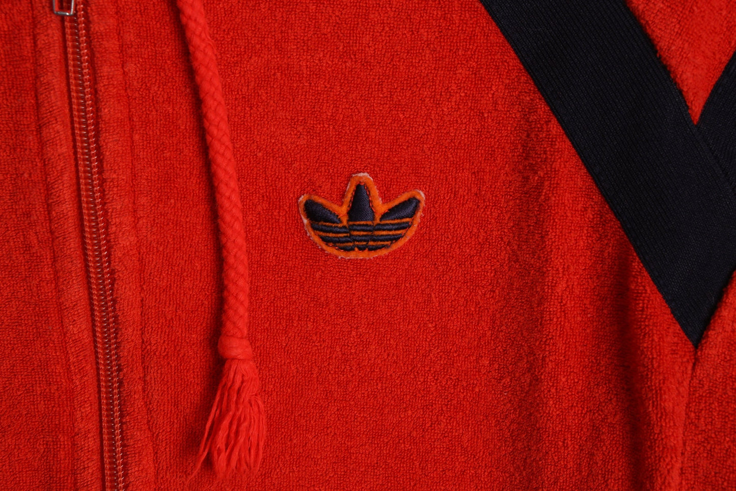 Vintage Adidas Hoodie - Red Terrycloth and Blue Detail Hoodie - Era 70's - 80's