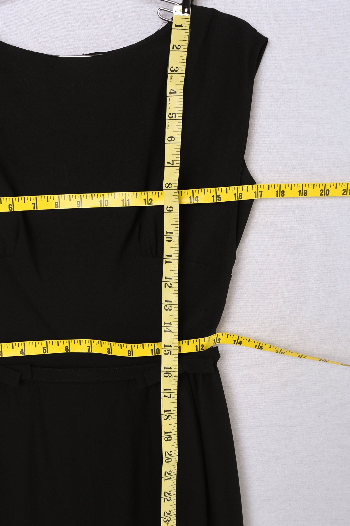 Vintage Black Casual Dress with Waist Belt