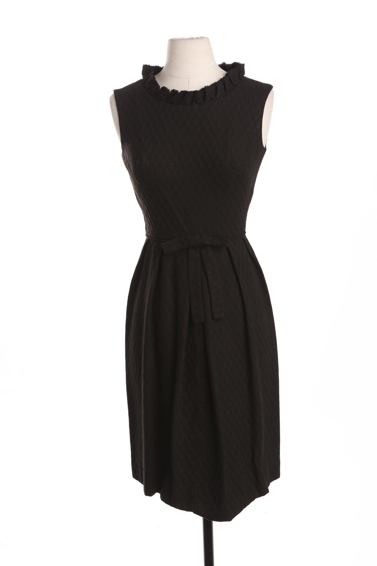 70's Black Poly Evening Dress