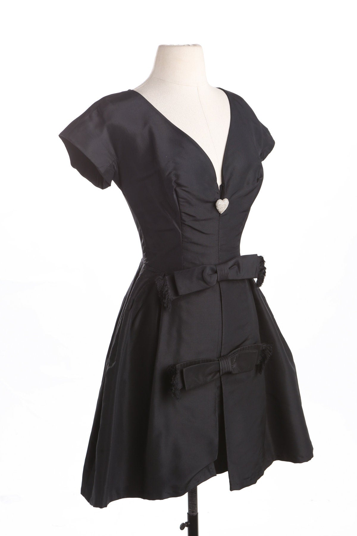 Women Evening Black Dress with Front Bow Details