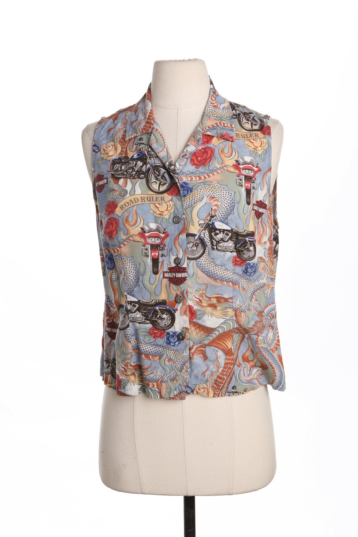 Women Rayon Top - Biker Motorcycle Print