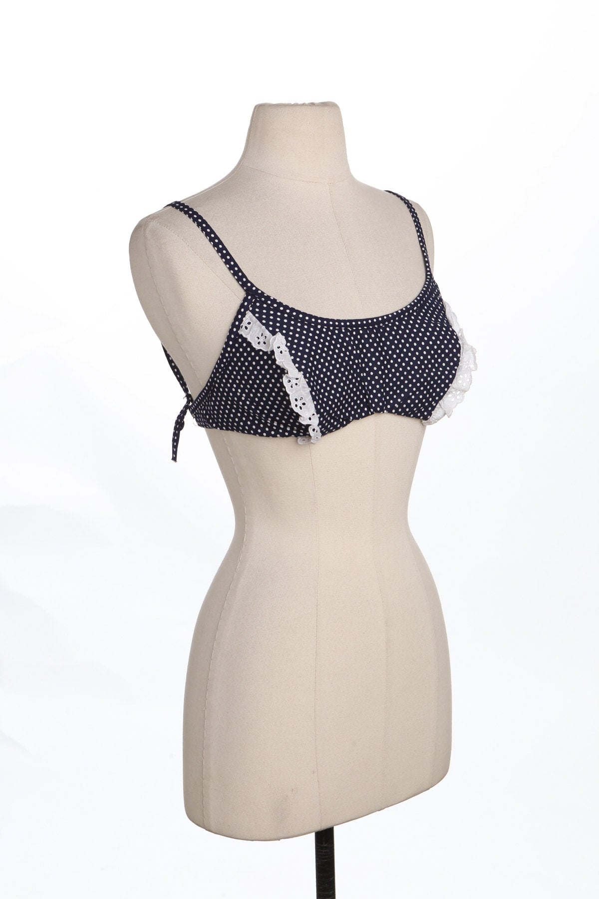 Vintage Women Blue Polka dot Bikini Top