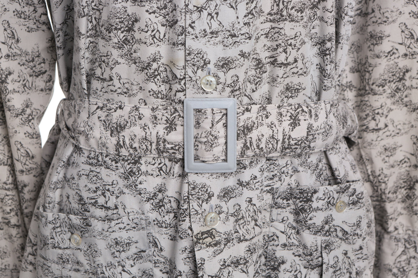 70's Women Gray Casual Dress - Hunters Print