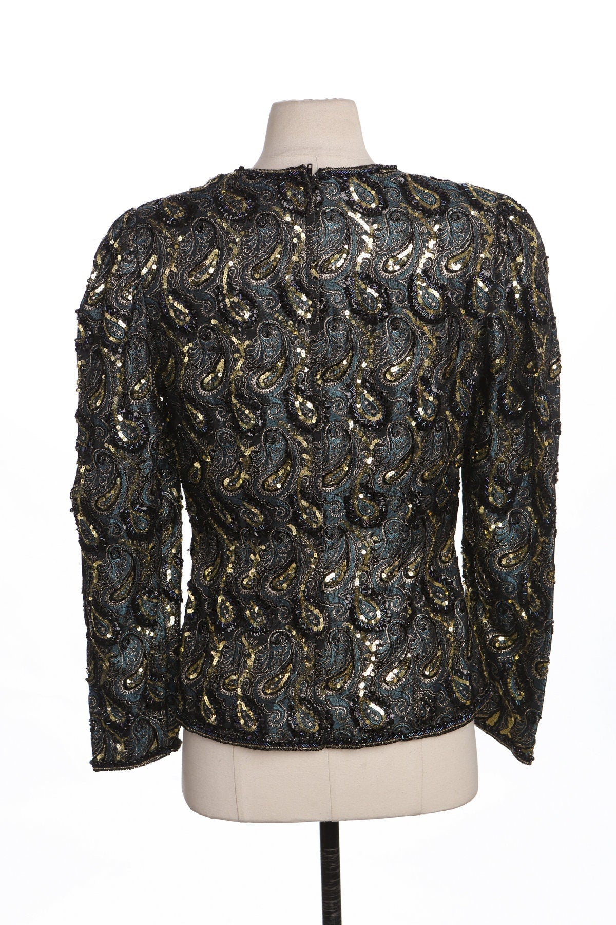 80's Women Paisley Sequin Top