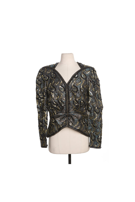 80's Women Paisley Sequin Top