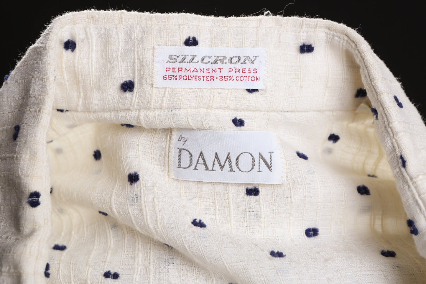 70's Men Blue Polka Dot White Shirt